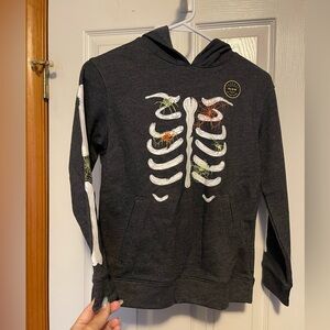 Skeleton GLOW Print Gray Hoodie Sweater